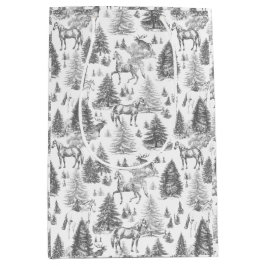 Elegante Witte Paarden in Sneeuw Bossen Toile Medium Cadeauzakje