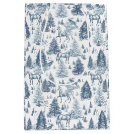 Elegante Witte Paarden in Sneeuw Bossen Toile Medium Cadeauzakje