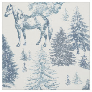 Elegante  Witte Paarden in Sneeuw Bossen Toile Stof