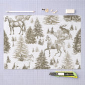 Elegante  Witte Paarden in Sneeuw Bossen Toile Tissuepapier (Craft)