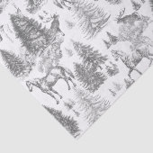 Elegante  Witte Paarden in Sneeuw Bossen Toile Tissuepapier (Detail)