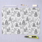 Elegante  Witte Paarden in Sneeuw Bossen Toile Tissuepapier (Craft)