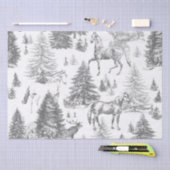 Elegante  Witte Paarden in Sneeuw Bossen Toile Tissuepapier (Craft)