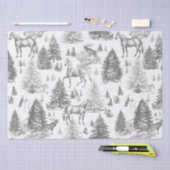 Elegante  Witte Paarden in Sneeuw Bossen Toile Tissuepapier (Craft)
