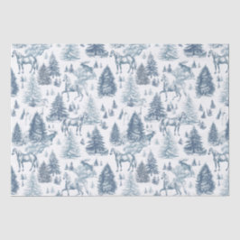 Elegante Witte Paarden in Sneeuw Bossen Toile Tissuepapier