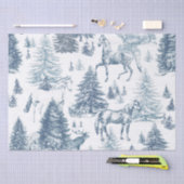 Elegante  Witte Paarden in Sneeuw Bossen Toile Tissuepapier (Craft)