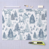 Elegante  Witte Paarden in Sneeuw Bossen Toile Tissuepapier (Craft)