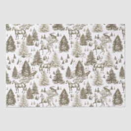 Elegante Witte Paarden in Sneeuw Bossen Toile Tissuepapier