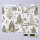 Elegante  Witte Paarden in Sneeuw Bossen Toile Tissuepapier (Craft)