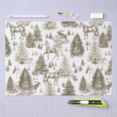 Elegante  Witte Paarden in Sneeuw Bossen Toile Tissuepapier (Craft)