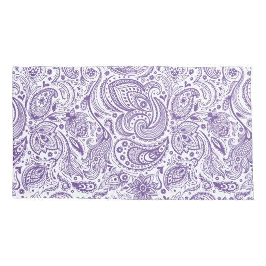 Elegante witte & Paarse bloemige Paisley Kussensloop (Achterkant)