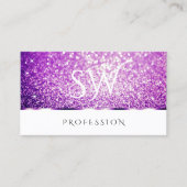 Elegante Witte Paarse Glitter Spark Stars Initiale Visitekaartje (Voorkant)