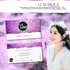 Elegante witte Paarse glitter Spark Stars toevoege Visitekaartje