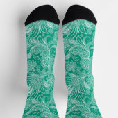Elegante witte paisley op blauw-groene achtergrond sokken (Top)