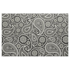 Elegante witte paisley over zwarte achtergrond stof