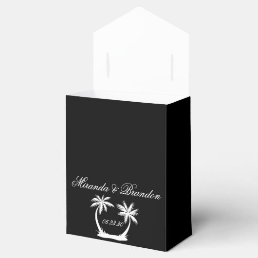 Elegante witte Palm Beach bruiloft Bedankdoosjes (Geopend)