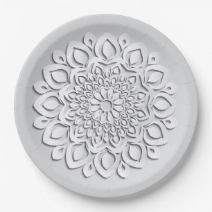 Elegante witte papieren gesneden mandala bordje