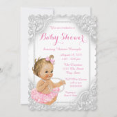 Elegante Witte Parel Baby Meisje Douche Kaart (Achterkant)