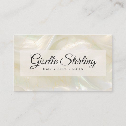 Elegante witte parel opaal steen QR-code Visitekaartje (Voorkant)