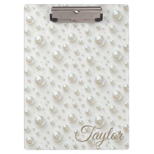Elegante Witte Parel Persoonlijk Klembord (Voorkant)