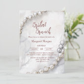 Elegante Witte Parels Bruids Brunch Kaart (Staand voorkant)