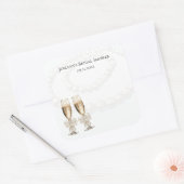 Elegante witte parels & Prosecco Bruidsfeest Vierkante Sticker (Envelop)
