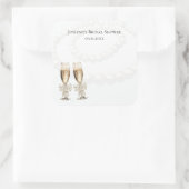 Elegante witte parels & Prosecco Bruidsfeest Vierkante Sticker (Tas)