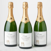 Elegante witte parels & Prosecco wijnlabel Sparkling Wijnetiket (Flessen)