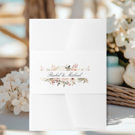 Elegante, witte, pastel, bloemboeket uitnodigingen wikkel