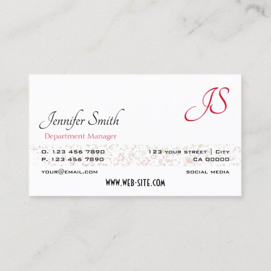 Elegante witte pastel Paarse glitter sterren monog Visitekaartje (Achterkant)