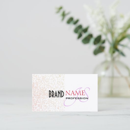 Elegante witte pastel Paarse glitter sterren monog Visitekaartje (Staand voorkant)
