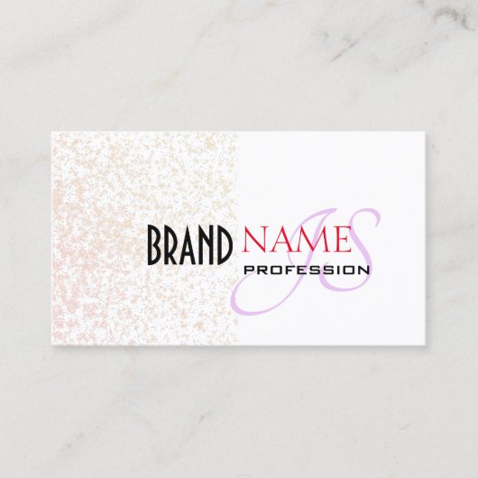 Elegante witte pastel Paarse glitter sterren monog Visitekaartje (Voorkant)