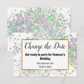 ELEGANTE WITTE PASTEL SPOT WIJZIG DE DATUM RSVP KAARTJE (Voorkant / Achterkant)