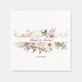 Elegante, witte, pastelkleurige bloemboeket servet