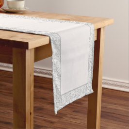 Elegante witte patroon middelgrote tafelloper