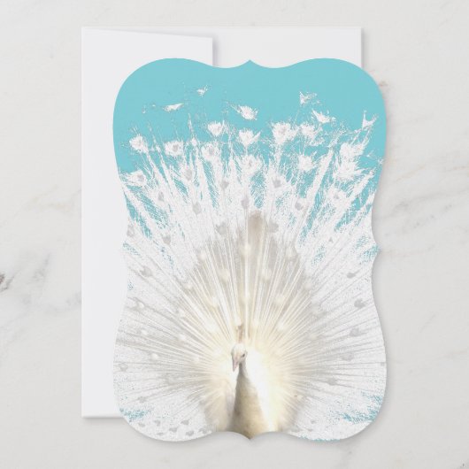 Elegante Witte Pauw Veren Huwelijksuitnodiging Kaart (Achterkant)