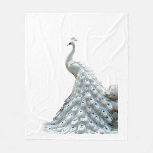 Elegante witte pauw-werpdeken fleece deken (Voorkant)