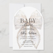 Elegante witte Pearl Bow Baby shower Kaart (Voorkant)