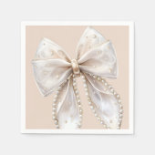 Elegante witte Pearl Bow Baby shower Servet (Voorkant)