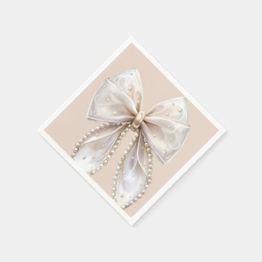 Elegante witte Pearl Bow Baby shower Servet (Hoek)