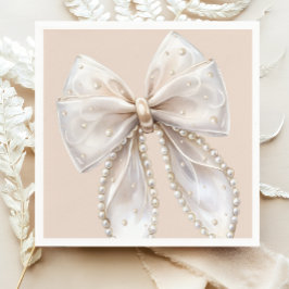 Elegante witte Pearl Bow Baby shower Servet