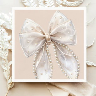 Elegante witte Pearl Bow Baby shower Servet