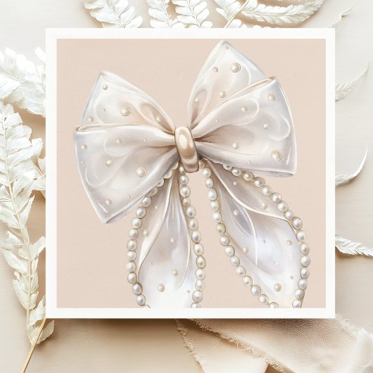 Elegante witte Pearl Bow Baby shower Servet