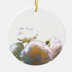 Elegante witte perzik oranje blos rozen keramisch ornament