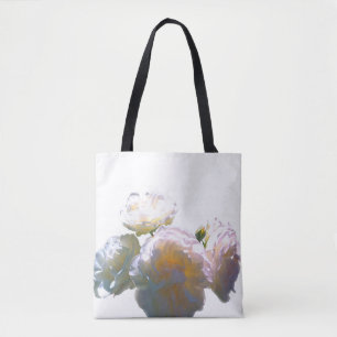 Elegante witte perzik oranje blos rozen tote bag