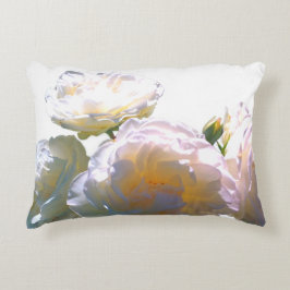 Elegante witte perzik sinaasappel blush rozen accent kussen