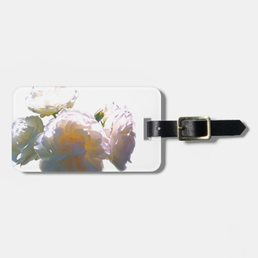 Elegante witte perzik sinaasappel blush rozen bagagelabel (Voorkant horizontaal)