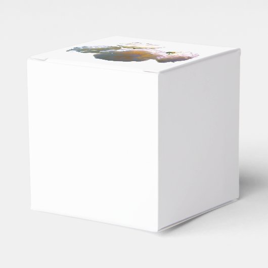 Elegante witte perzik sinaasappel blush rozen bedankdoosjes (Voorkant Zijde)