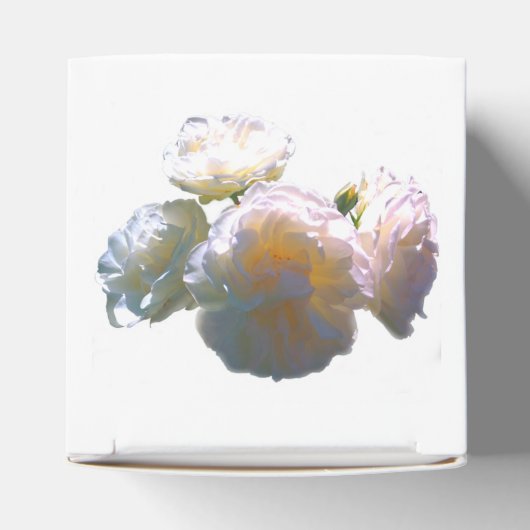 Elegante witte perzik sinaasappel blush rozen bedankdoosjes (Bovenkant)