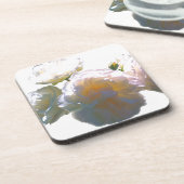 Elegante witte perzik sinaasappel blush rozen bier onderzetter (Linkerzijde)